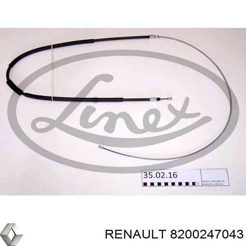Задний трос ручника 8200247043 Renault (RVI)