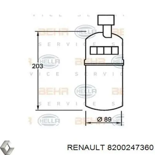 Купить 8200247360 Renault (RVI) Осушитель кондиционера