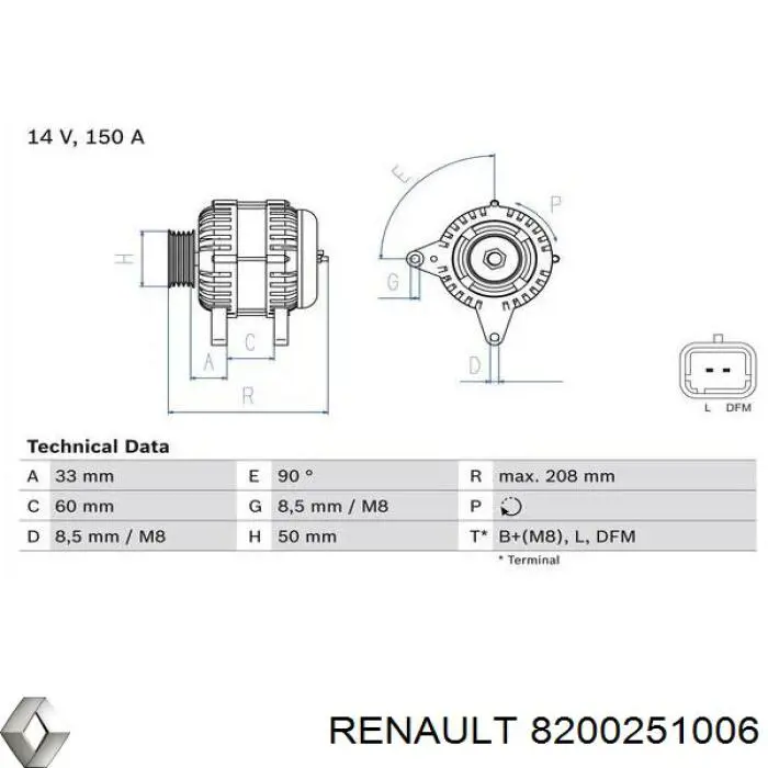 Автомобильный генератор Renault (RVI) 8200251006 цена, от 101.35 USD