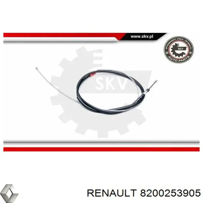 Трос ручного тормоза задний, правый/левый Renault (RVI) 8200253905