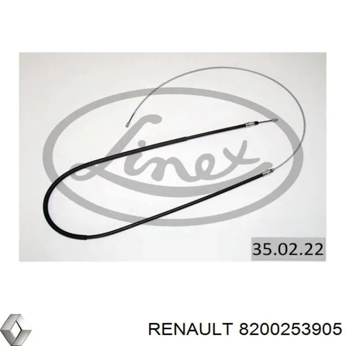 8200253905 Renault (RVI) трос ручного тормоза задний правый/левый