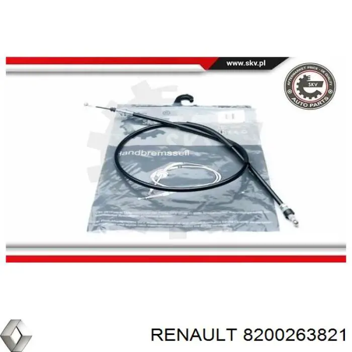 Задний правый трос ручника 8200263821 Renault (RVI)