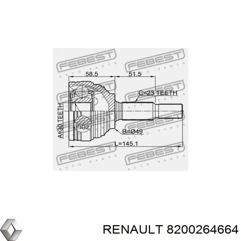 8200264664 Renault (RVI) Полуось передняя левая