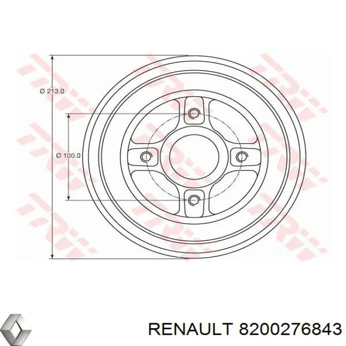 Купить 8200276843 Renault (RVI) Тормозной барабан