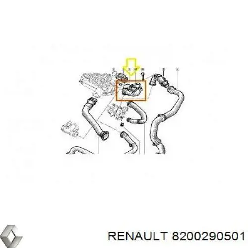 Патрубок воздушный, выход из турбины/компрессора (наддув) 8200290501 Renault (RVI)