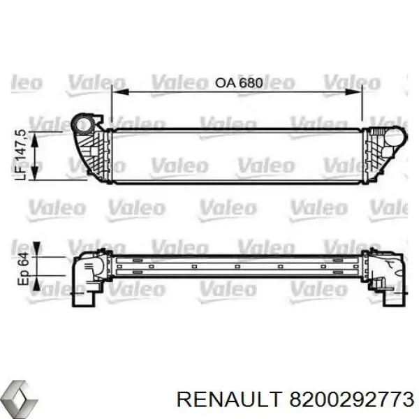 Radiador de aire de admisión 8200292773 Renault (RVI)