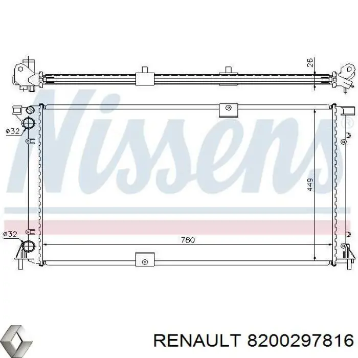 8200297816 Renault (RVI) radiador de esfriamento de motor