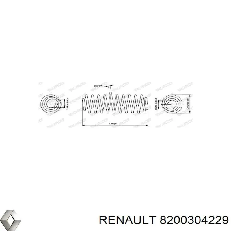 Пружина амортизатора передняя Renault (RVI) 8200304229 цена, от 25.34 USD