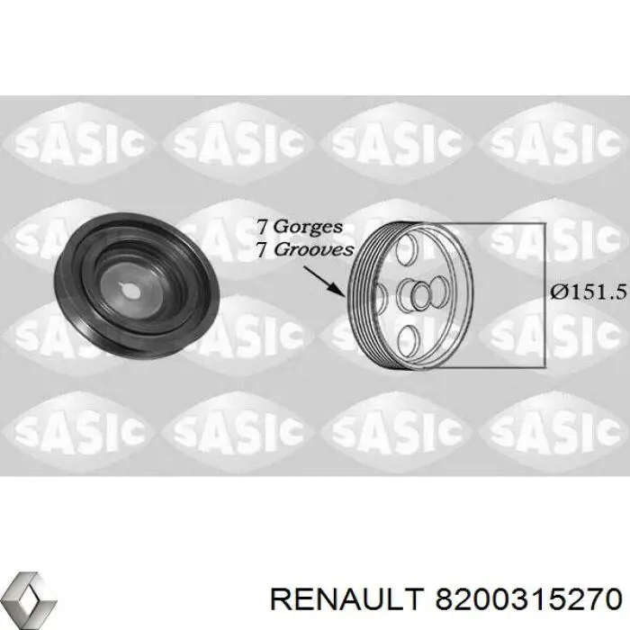 Демпфер коленвала Renault (RVI) 8200315270