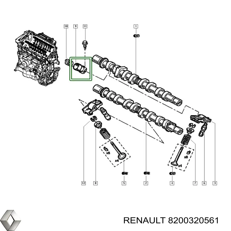 Гидрокомпенсатор (гидротолкатель), толкатель клапанов Renault (RVI) 8200320561