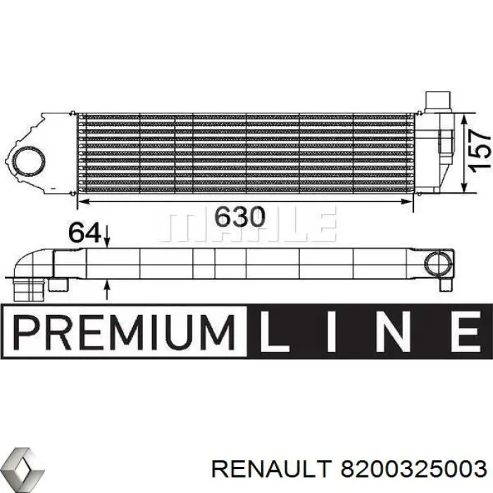 Radiador de intercooler Renault (RVI) 8200325003