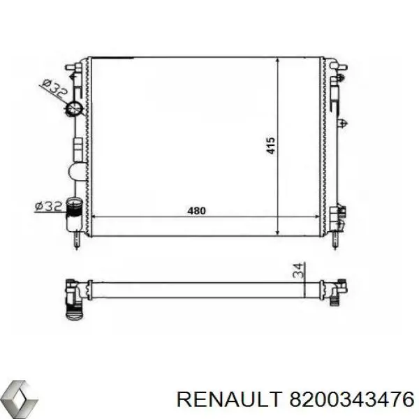 8200343476 Renault (RVI) radiador de esfriamento de motor