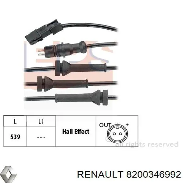 8200346992 Renault (RVI) датчик абс (abs передний)