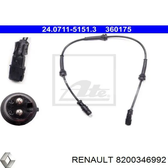 Передний датчик АБС Renault (RVI) 8200346992 цена, от 22.48 USD