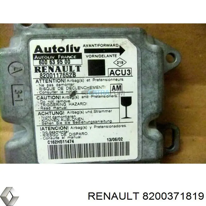 Подушка безопасности (AIRBAG) спинки сиденья правого 8200371819 Renault (RVI)