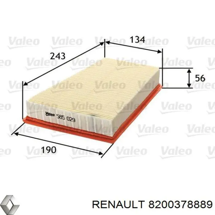 Воздушный фильтр 8200378889 Renault (RVI)