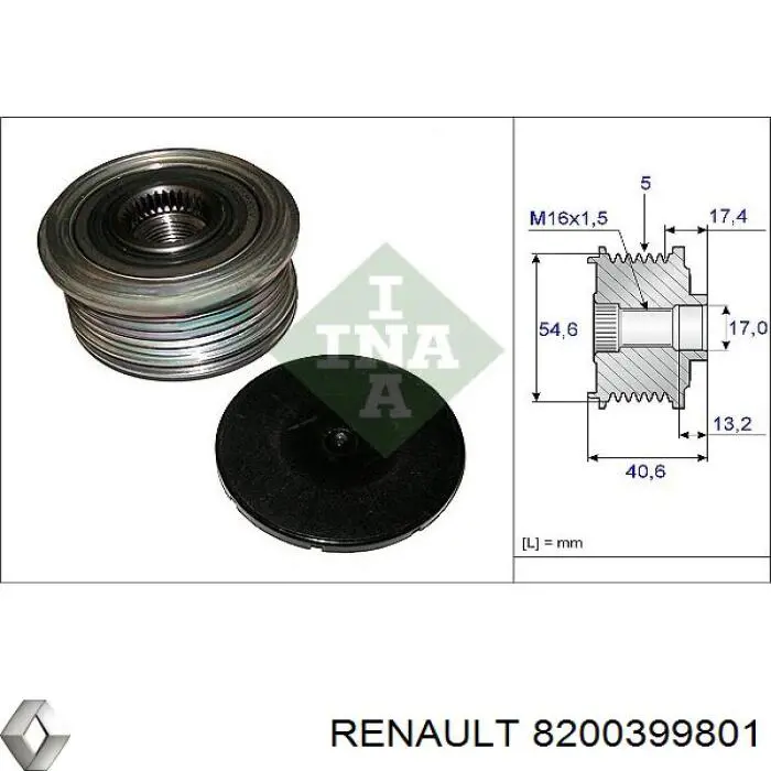Шкив генератора Renault (RVI) 8200399801