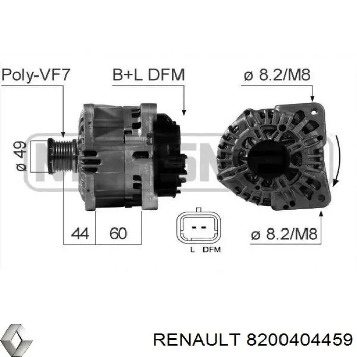 Генератор автомобиля Renault (RVI) 8200404459