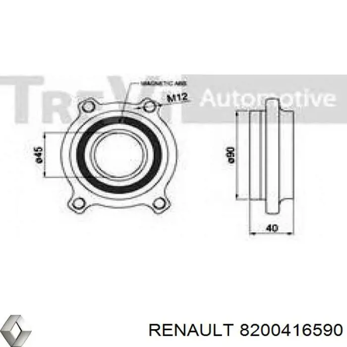 Купить 8200416590 Renault (RVI) Подшипник передней ступицы
