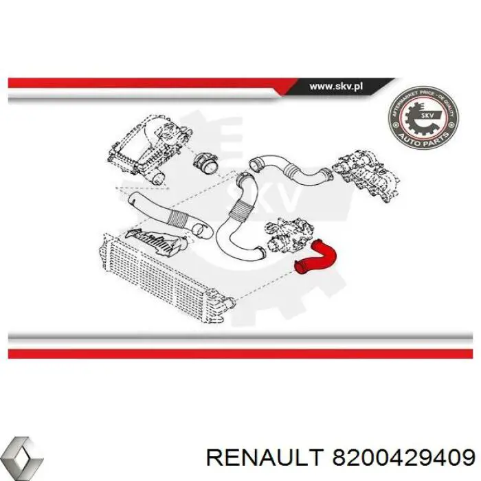 8200429409 Renault (RVI) mangueira (cano derivado esquerda de intercooler)