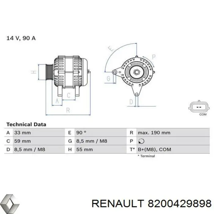 Купить 8200429898 Renault (RVI) Генератор