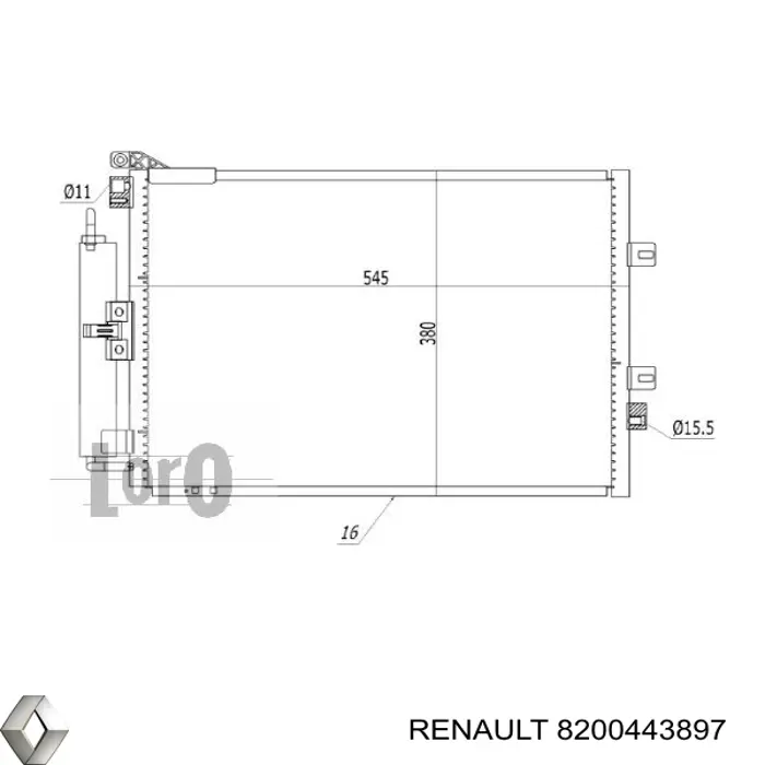 Радиатор кондиционера 8200443897 Renault (RVI)