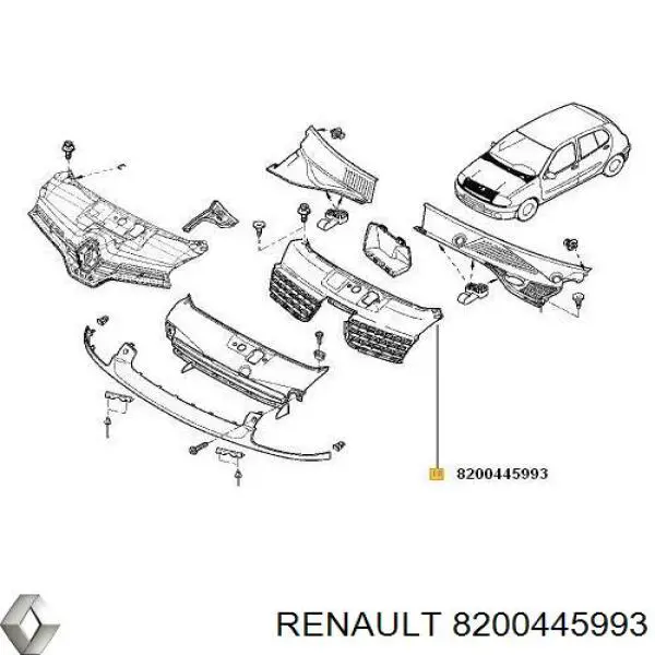Купить 8200638050 Renault (RVI) Решетка радиатора
