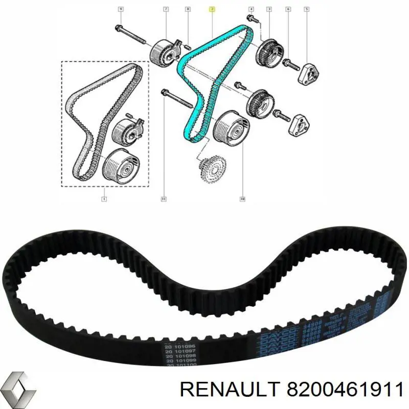 Купить 8200461911 Renault (RVI) Ремень газораспределительного механизма