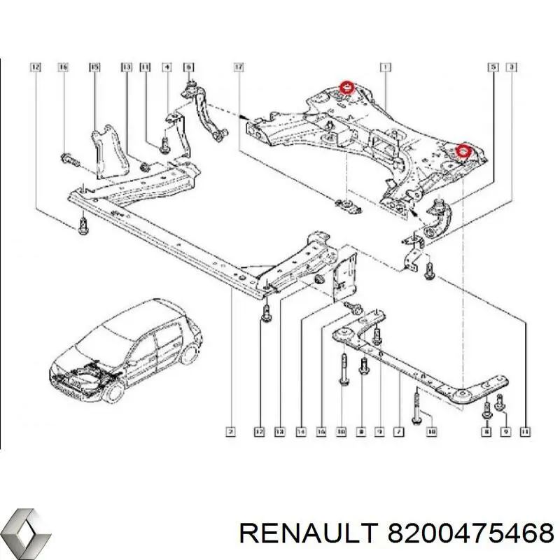 Сайлентблок подрамника Renault (RVI) 8200475468
