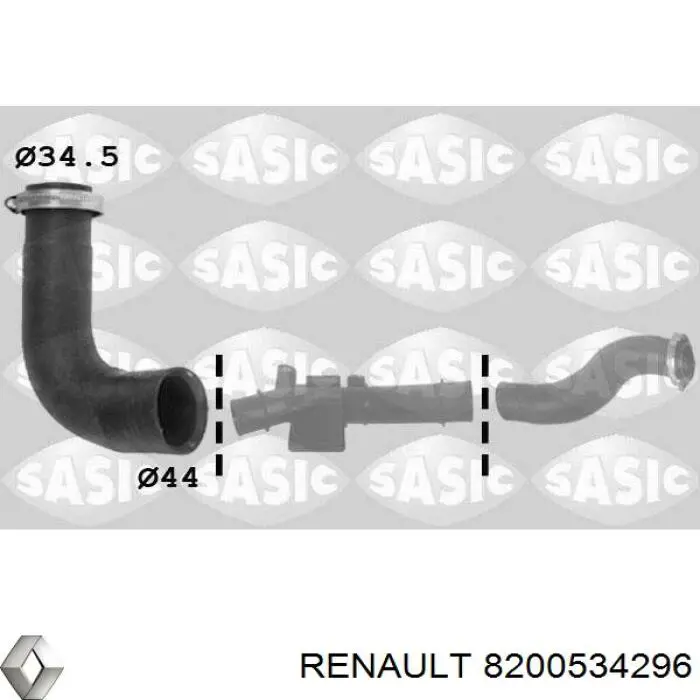 Шланг/патрубок интеркуллера Renault (RVI) 8200534296 цена, от 12.66 USD