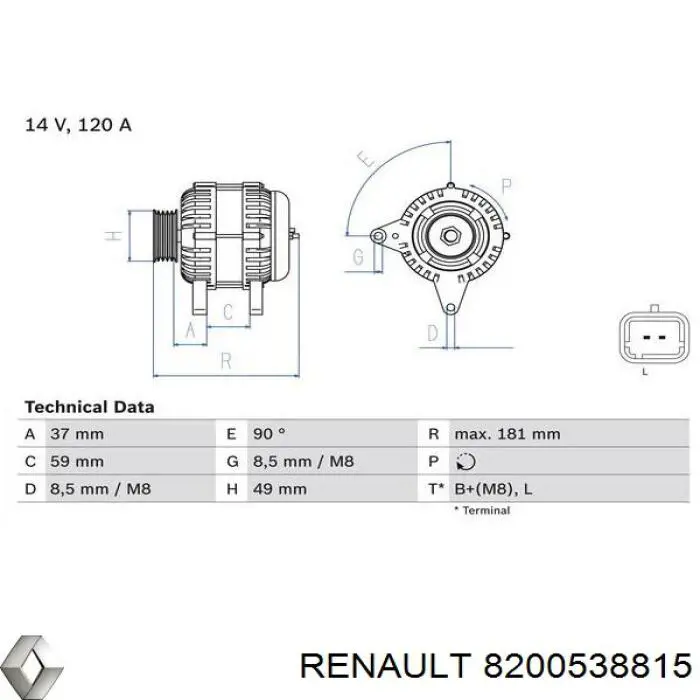 Купить 8200538815 Renault (RVI) Генератор
