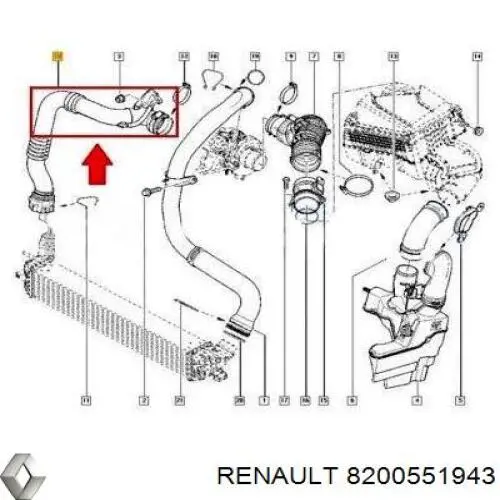 Купить 8200551943 Renault (RVI) Патрубок интеркулера