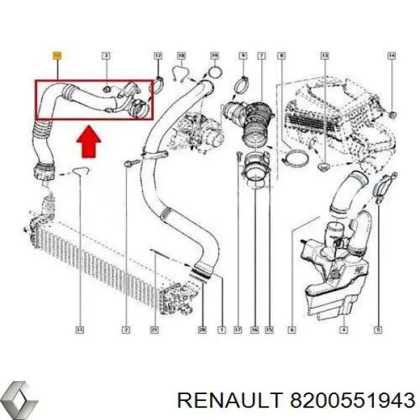 Шланг интеркуллера Renault (RVI) 8200551943