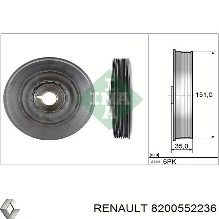 Шкив коленвала (демпфер) Renault (RVI) 8200552236 цена, от 12.67 USD