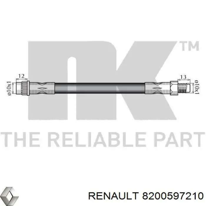 Шланг тормозной передний 8200597210 Renault (RVI)