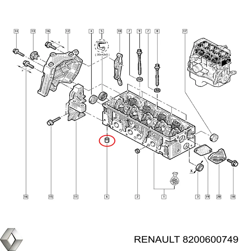 Втулка масляного канала блока цилиндров Renault (RVI) 8200600749