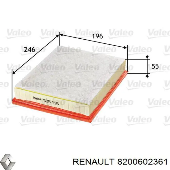 Воздушный фильтр 8200602361 Renault (RVI)