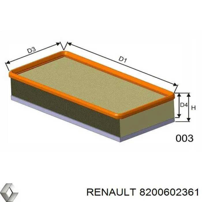 Фильтр воздушный Renault (RVI) 8200602361
