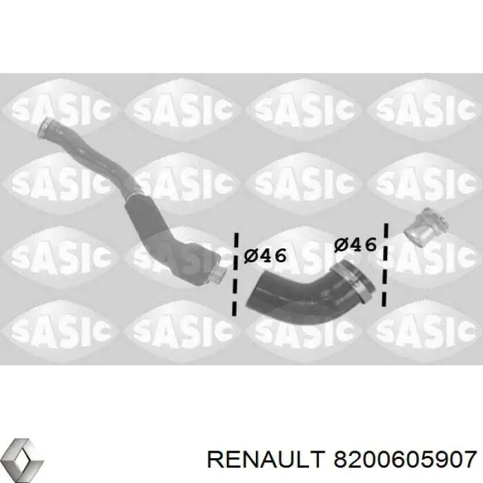 Патрубок воздушный, выход из турбины/компрессора (наддув) Renault (RVI) 8200605907 цена, от 87.07 USD