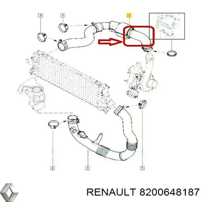 Купить 8200648187 Renault (RVI) Патрубок интеркулера