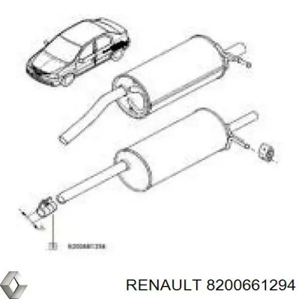 8200661294 Renault (RVI) braçadeira de silenciador dianteira