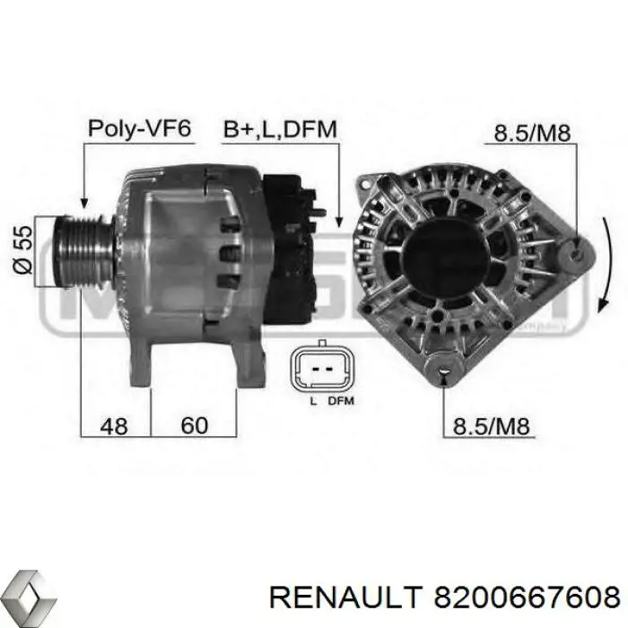 Генератор 8200667608 Renault (RVI)