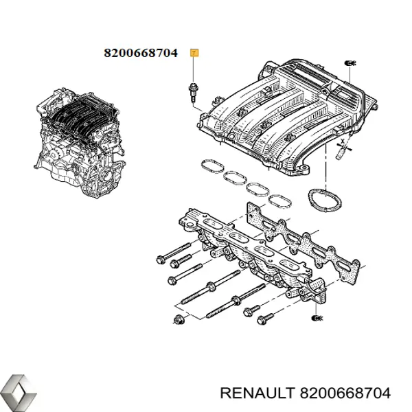 Болт (шпилька) впускного коллектора на Renault Megane II 