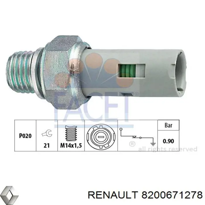 Датчик давления масла Renault (RVI) 8200671278