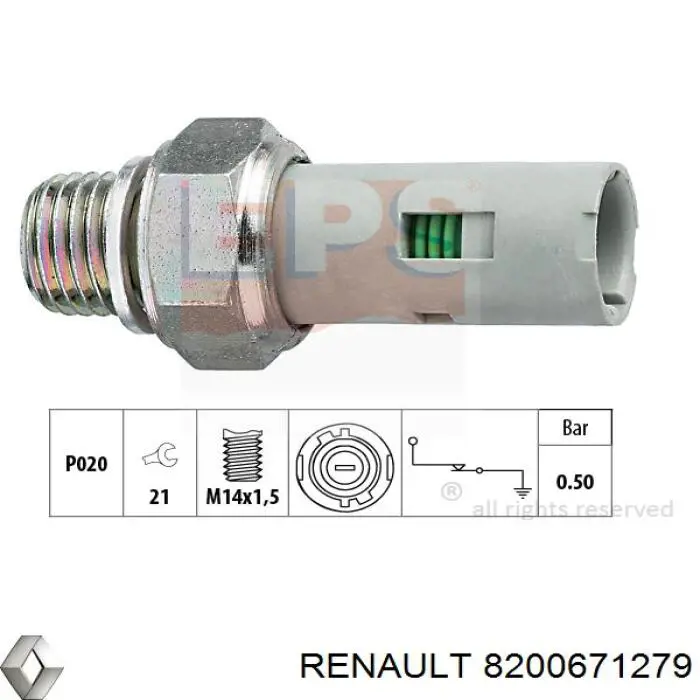 Indicador, presión del aceite 8200671279 Renault (RVI)