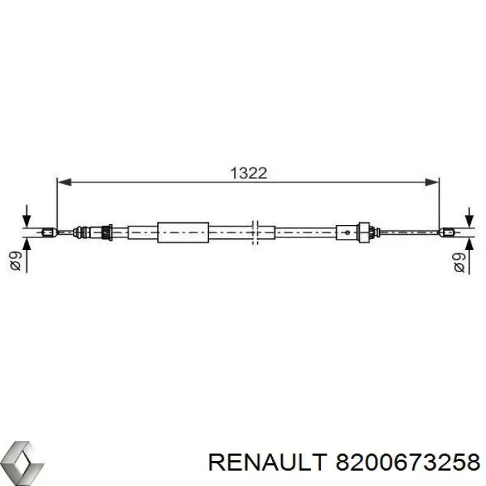 Трос ручного тормоза задний левый Renault (RVI) 8200673258
