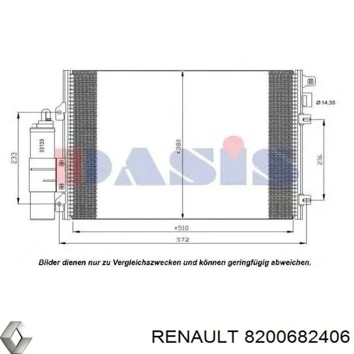 Конденсатор кондиционера Renault (RVI) 8200682406 цена, от 76.01 USD