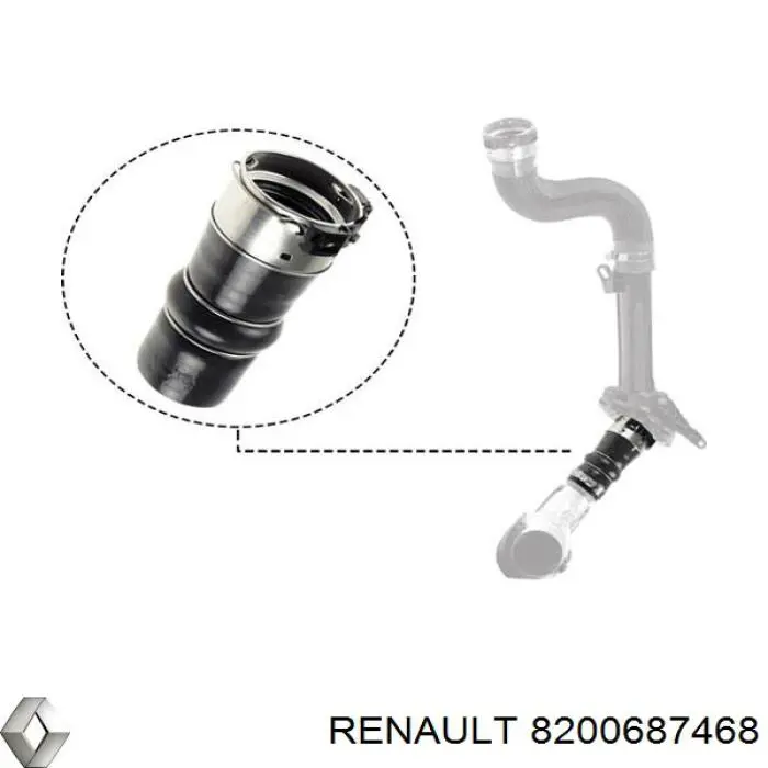 Патрубок воздушный, выход из турбины/компрессора (наддув) 8200687468 Renault (RVI)