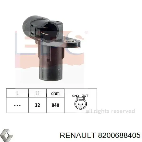 Датчик положения коленчатого вала Renault (RVI) 8200688405 цена, от 49.47 USD
