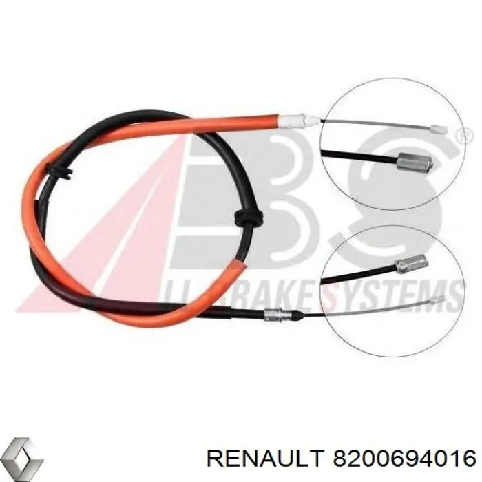 Трос ручного тормоза задний левый Renault (RVI) 8200694016